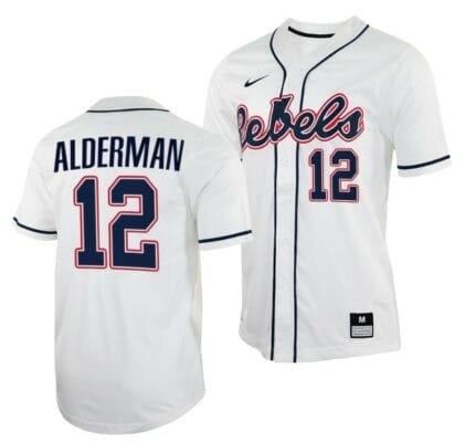 Kemp Alderman Jersey Ole Miss Rebels College Baseball White #12