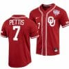 Kendall Pettis Jersey Oklahoma Sooners Baseball NCAA College Crimson 125th Season Full-Button #7 2 Kendall Pettis Jersey Oklahoma Sooners Baseball NCAA College Crimson 125th Season Full-Button #7