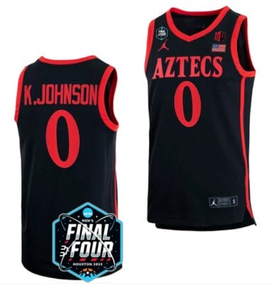 Keshad Johnson Jersey San Diego State Aztecs 2023 NCAA National Championship March Madness Black #0