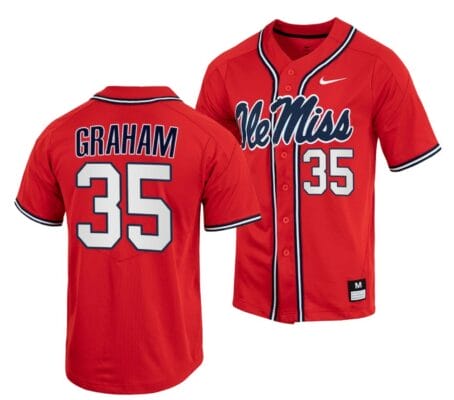 Kevin Graham Jersey Ole Miss Rebels College Baseball Red #35