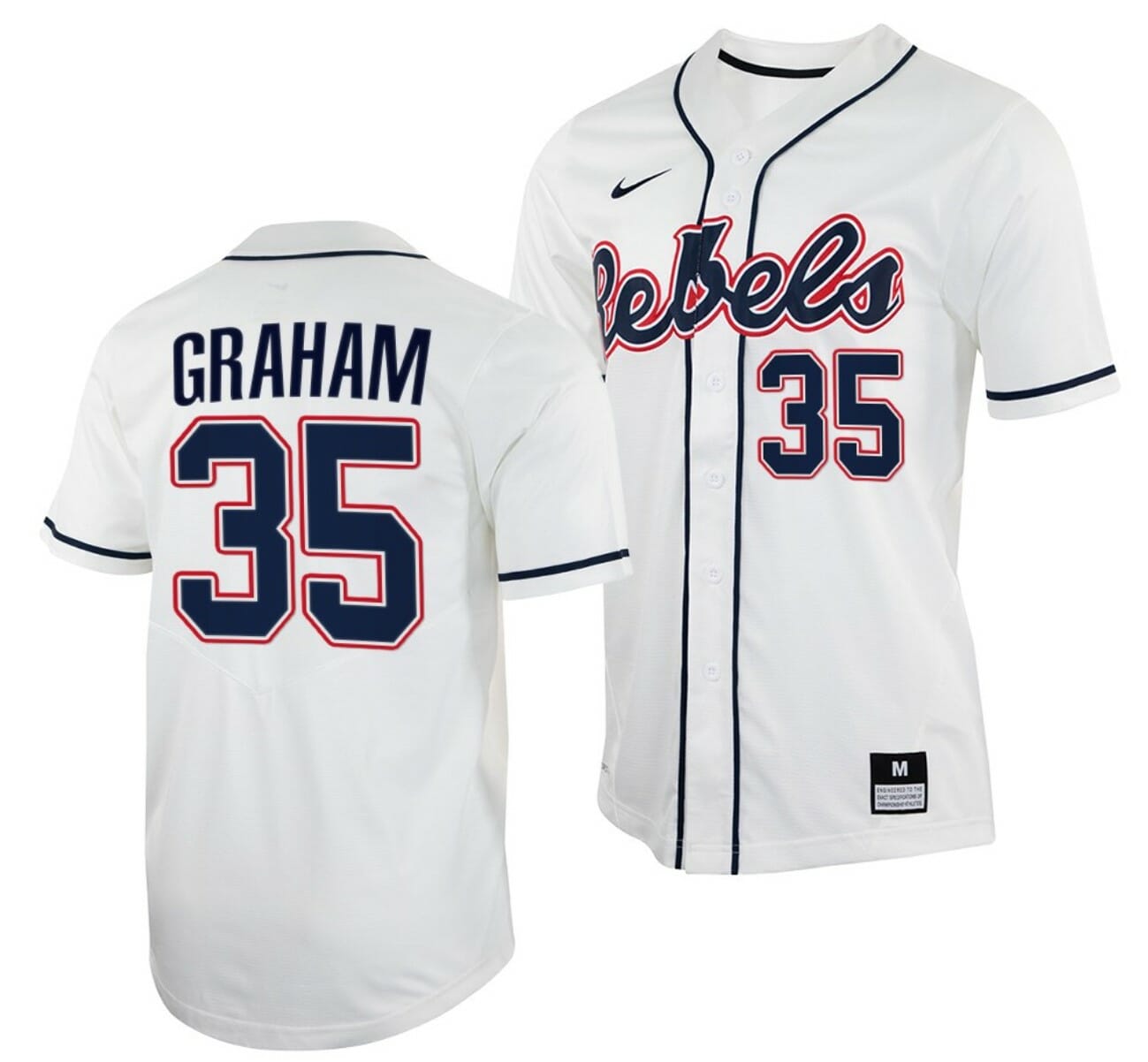 Kevin Graham Jersey Ole Miss Rebels College Baseball White #35 1 Kevin Graham Jersey Ole Miss Rebels College Baseball White #35