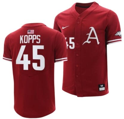 Kevin Kopps Jersey Arkansas Razorbacks College Baseball Cardinal #45