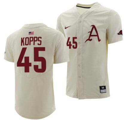 Kevin Kopps Jersey Arkansas Razorbacks College Baseball Full-Button Natural #45