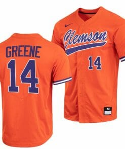 Khalil Greene Jersey Clemson Tigers College Baseball Orange Full-Button #14