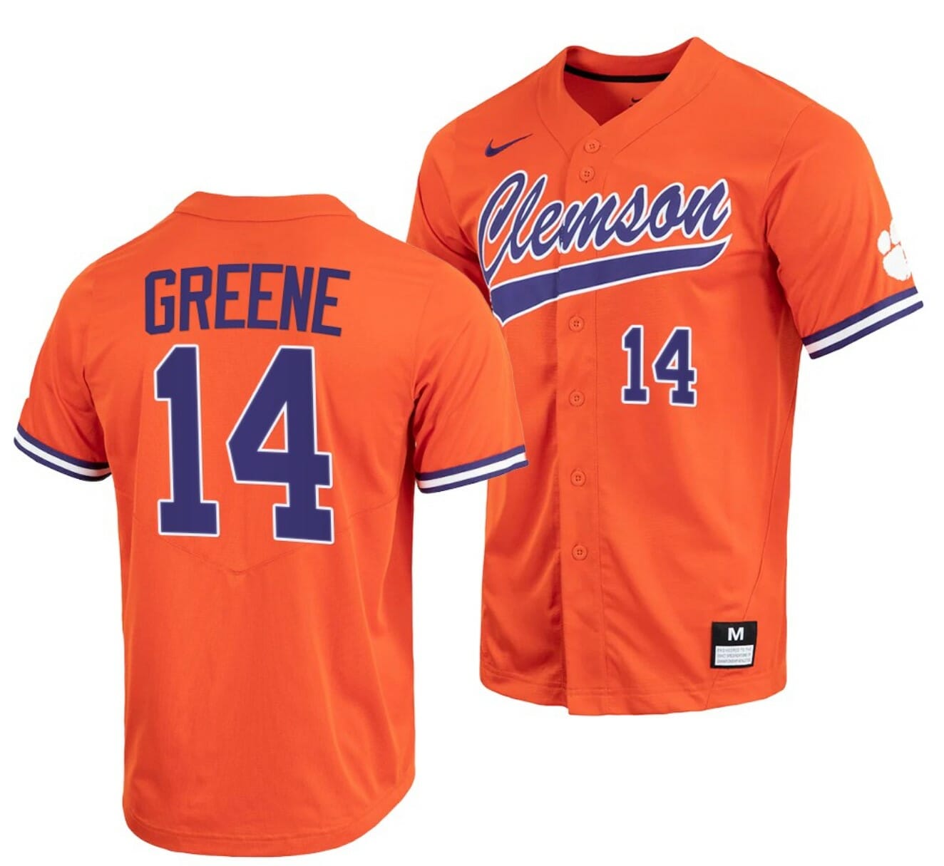 Khalil Greene Jersey Clemson Tigers College Baseball Orange Full-Button #14 1 Khalil Greene Jersey Clemson Tigers College Baseball Orange Full-Button #14