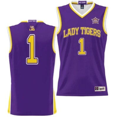 LSU Tigers Basketball Jersey 2023 NCAA National Champions Purple #1