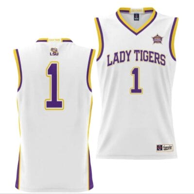 LSU Tigers Basketball Jersey 2023 NCAA National Champions White #1