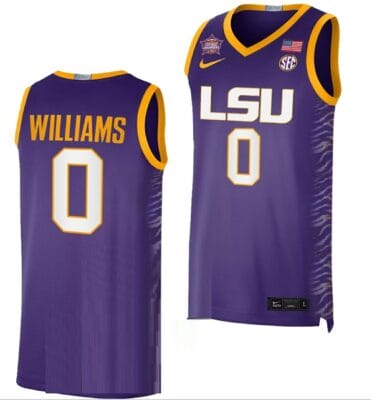 LaDazhia William Jersey LSU Tigers 2023 NCAA Basketball National Champions Purple #0