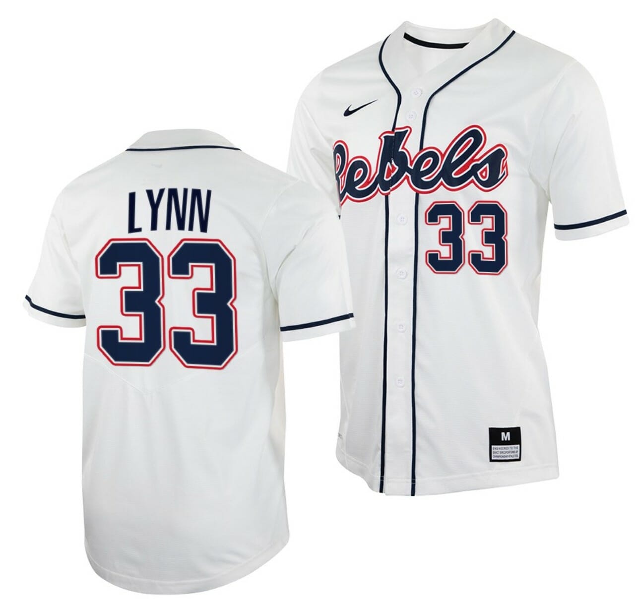 Lance Lynn Jersey Ole Miss Rebels College Baseball White #33 1 Lance Lynn Jersey Ole Miss Rebels College Baseball White #33