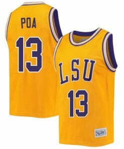 Last Tear Poa Jersey LSU Tigers Basketball 2023 NCAA College Retro Gold #131