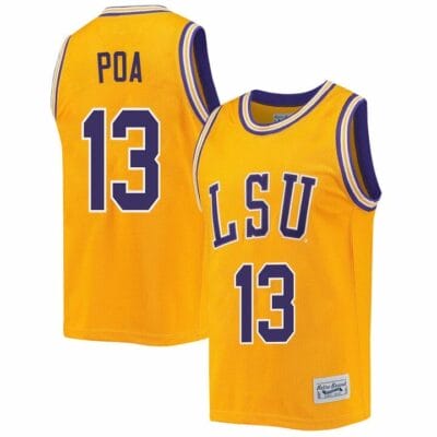 Last Tear Poa Jersey LSU Tigers Basketball 2023 NCAA College Retro Gold #131