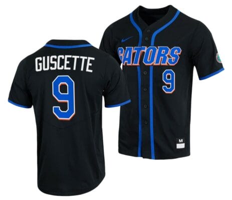 Mac Guscette Jersey Florida Gators College Baseball Full-Button Black #9