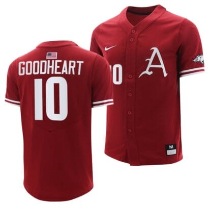 Matt Goodheart Jersey Arkansas Razorbacks College Baseball Cardinal #10