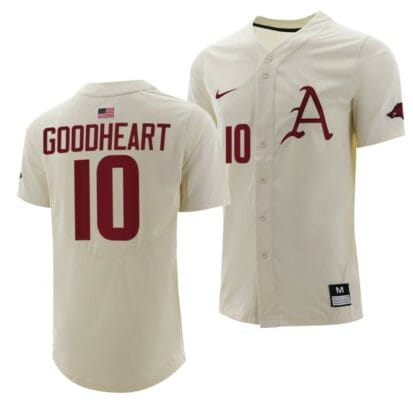 Matt Goodheart Jersey Arkansas Razorbacks College Baseball Full-Button Natural #10