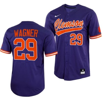 Max Wagner Jersey Clemson Tigers College Baseball Purple Full-Button #29