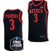 Micah Parrish Jersey San Diego State Aztecs 2023 NCAA National Championship March Madness Black #3 5 Micah Parrish Basketball Jersey