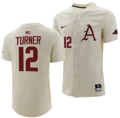 Michael Turner Jersey Arkansas Razorbacks College Baseball Full-Button Natural #12
