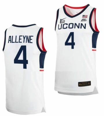 Nahiem Alleyne Jersey UConn Huskies College Basketball White Replica #4