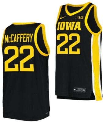 Patrick McCaffery Jersey Iowa Hawkeyes College Basketball Black #22 8 Patrick McCaffery Jersey Iowa Hawkeyes College Basketball Black #22