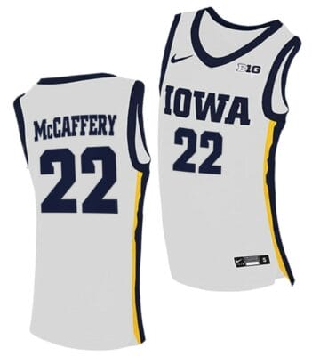 Patrick McCaffery Jersey Iowa Hawkeyes College Basketball White #22
