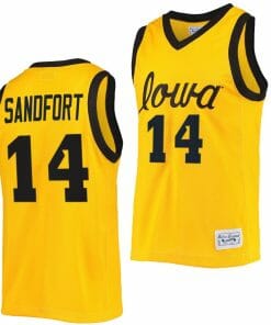 Pryce Sandfort Jersey Iowa Hawkeyes College Basketball Gold #14