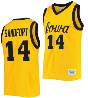 Pryce Sandfort Jersey Iowa Hawkeyes College Basketball Gold #14