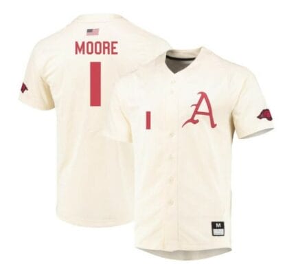Robert Moore Jersey Arkansas Razorbacks Baseball NCAA College Cream Alumni #1