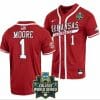 Robert Moore Jersey Arkansas Razorbacks Baseball NCAA 2022 College World Series Cardinal #1