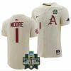 Robert Moore Jersey Arkansas Razorbacks Baseball NCAA 2022 College World Series White #1 3 Robert Moore Jersey Arkansas Razorbacks Baseball NCAA 2022 College World Series White #1