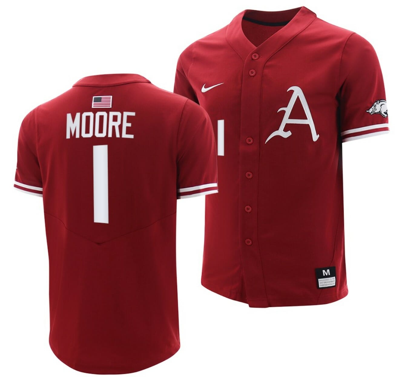 Robert Moore Jersey Arkansas Razorbacks Baseball NCAA College Cardinal #1 1 Robert Moore Jersey Arkansas Razorbacks Baseball NCAA College Cardinal #1