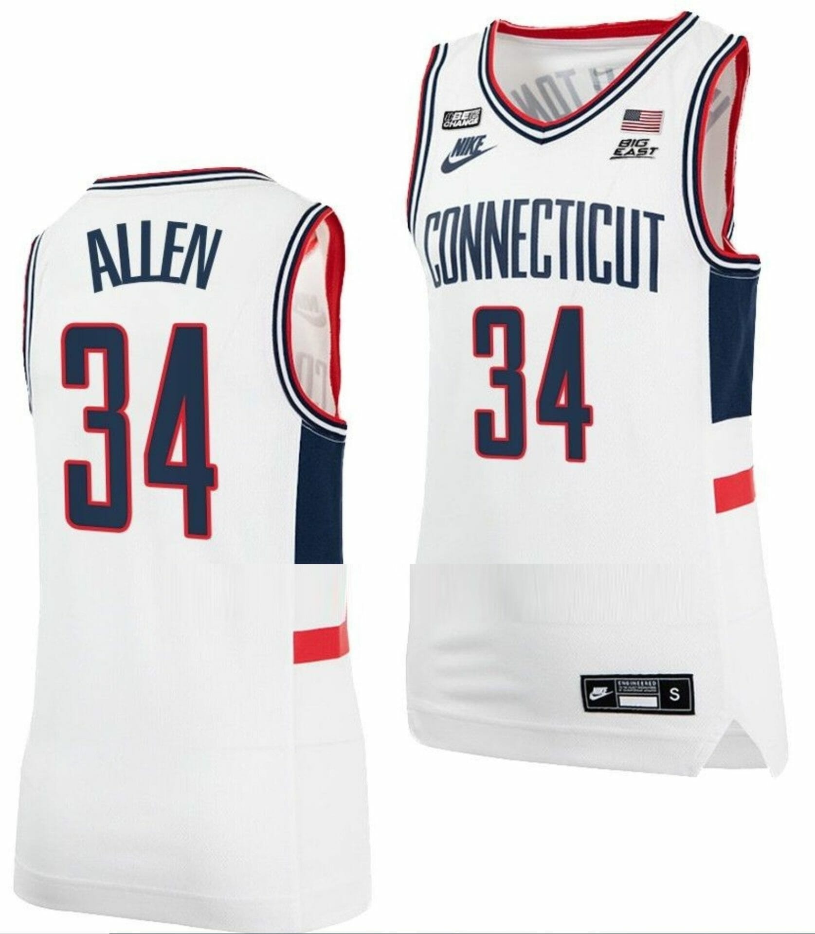 Ray Allen Jersey UConn Huskies College Basketball Alumni White #34 1 Ray Allen Jersey UConn Huskies College Basketball Alumni White #34