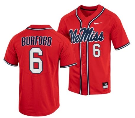 Reagan Burford Jersey Ole Miss Rebels College Baseball Red #6