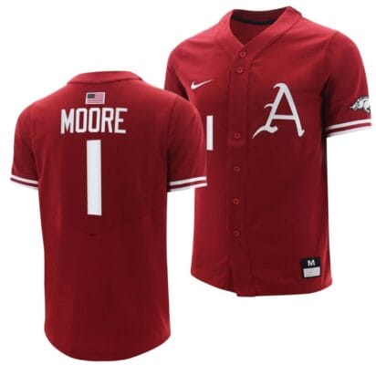 Robert Moore Jersey Arkansas Razorbacks College Baseball Cardinal #1