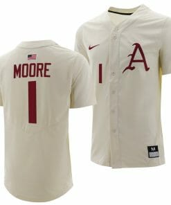 Robert Moore Jersey Arkansas Razorbacks College Baseball Full-Button Natural #1