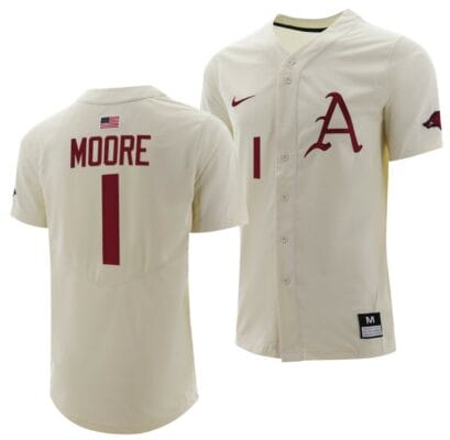 Robert Moore Jersey Arkansas Razorbacks College Baseball Full-Button Natural #1