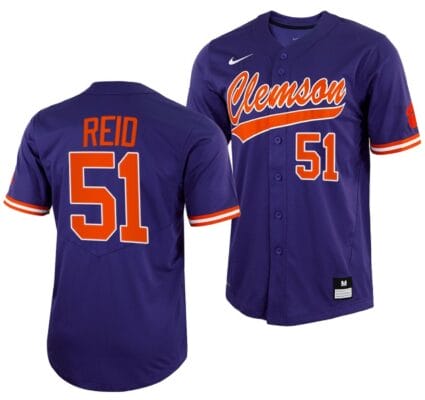 Rocco Reid Jersey Clemson Tigers College Baseball Purple Full-Button #51