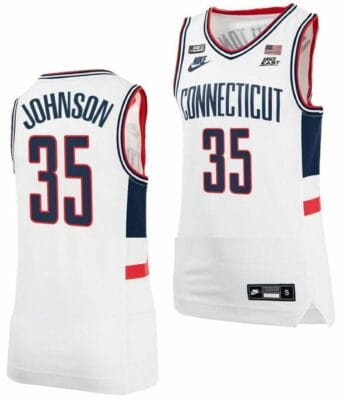 Samson Johnson Jersey UConn Huskies College Basketball Alumni White #35
