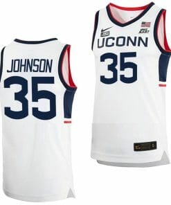 Samson Johnson Jersey UConn Huskies College Basketball White Replica #35