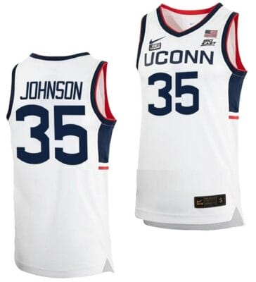Samson Johnson Jersey UConn Huskies College Basketball White Replica #35