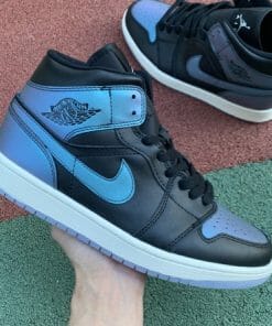 Air Jordan 1 Mid Black Turquoise Chameleon