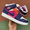 Air Jordan 1 Mid GS Peach Flannel Stitching Middle