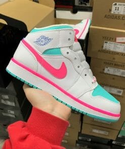 Air Jordan 1 Mid GS Pink Green Barbie Pink