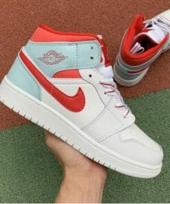 Air Jordan 1 Mid White Red Ice Blue