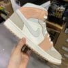 Air Jordan 1 Mid Beige Light Gray Stitching