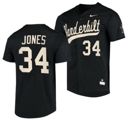 Spencer Jones Jersey Vanderbilt Commodores College Baseball Replica Black #34 6 Spencer Jones Jersey Vanderbilt Commodores College Baseball Replica Black #34