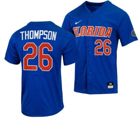 Sterlin Thompson Jersey Florida Gators College Baseball Full-Button Royal #26 6 Sterlin Thompson Jersey Florida Gators College Baseball Full-Button Royal #26
