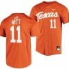 Tanner Witt Jersey Texas Longhorns Baseball NCAA College 2023 MLB Draft Top prospects Orange #11