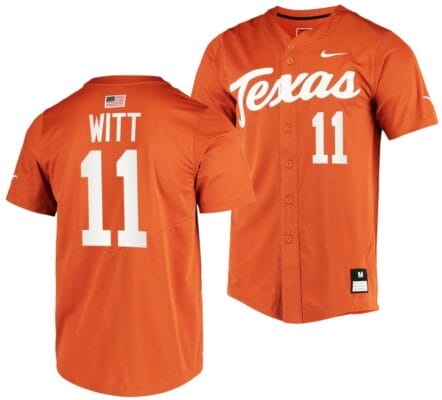 Tanner Witt Jersey Texas Longhorns Baseball NCAA College 2023 MLB Draft Top prospects Orange #11 6 Tanner Witt Jersey Texas Longhorns Baseball NCAA College 2023 MLB Draft Top prospects Orange #11