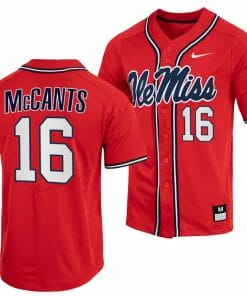 TJ McCants Jersey Ole Miss Rebels College Baseball Red #16