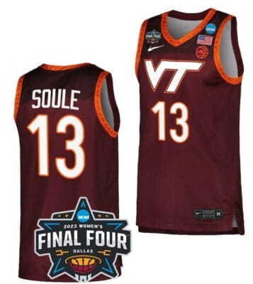 Taylor Soule Jersey Virginia Tech Hokies College Basketball 2023 NCAA March Madness Final Four Maroon #13 6 Taylor Soule Jersey Virginia Tech Hokies College Basketball 2023 NCAA March Madness Final Four Maroon #13